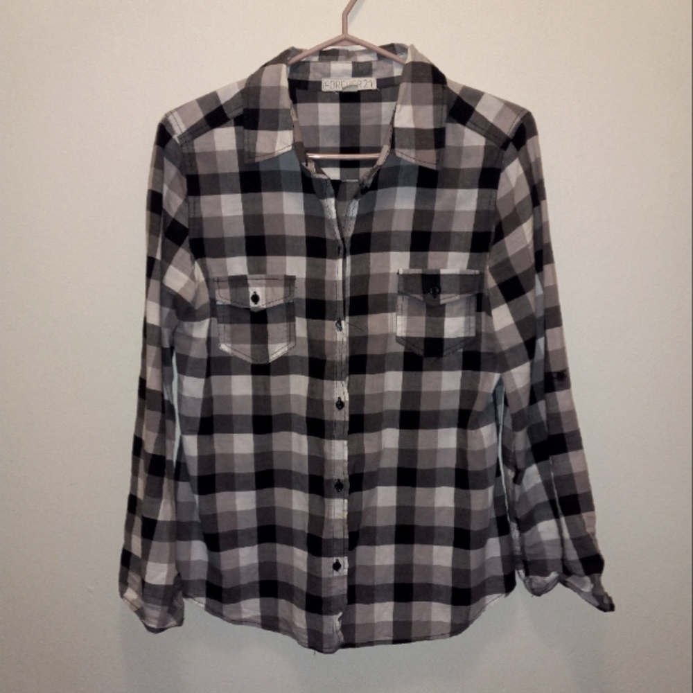 Forever 21 Plaid Button Down Shirt - Picture 1 of 5